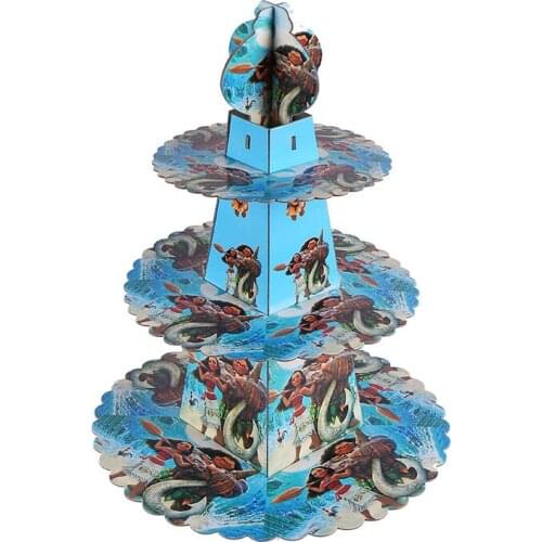 1pcs/set Moana Baby Shower24 Cupcakes Cartoon Theme Birthday Party Decorations Supplies 3 Tier Cardboard Cupcake Stand