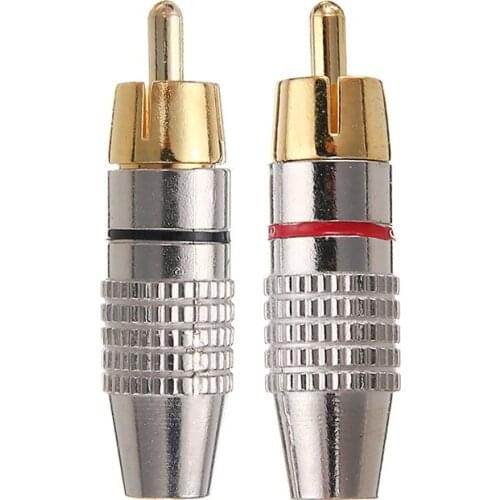 2pcs RCA Male Plug Connector Non Solder AV Audio Video Locking Cable Plug Adapter for Video CCTV Camera Security