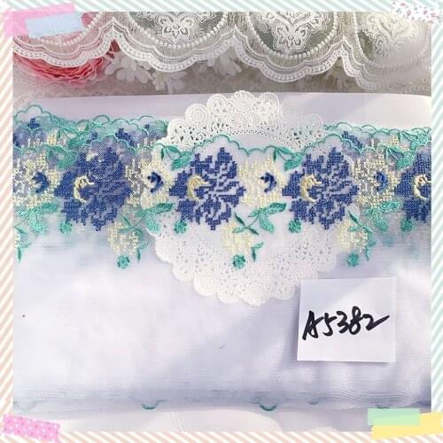 2Yards Lace Trim 18cm Wide Flower Embroidered Mesh Tulle Lace Trim for Bra Underwear Dolls Dress Clothing High Quality