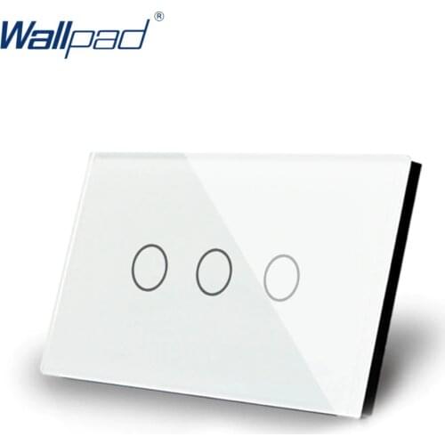 3 Gang 1 Way Dimmer Touch Switch US/AU Standard Wallpad Touch Screen Light Switch White Crystal Glass Panel