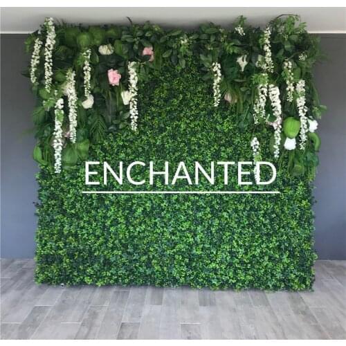 High Quality Tropical Plants Wall And Fake Flower Row Use Rose For Wedding Background Decoration