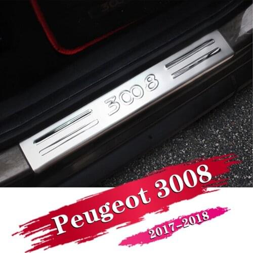 4X Auto Car Accessories Styling Door Sill Scuff Plate Pedal Guard Protector Trim For PEUGEOT 3008 II GT 2016 2017 2018 2019