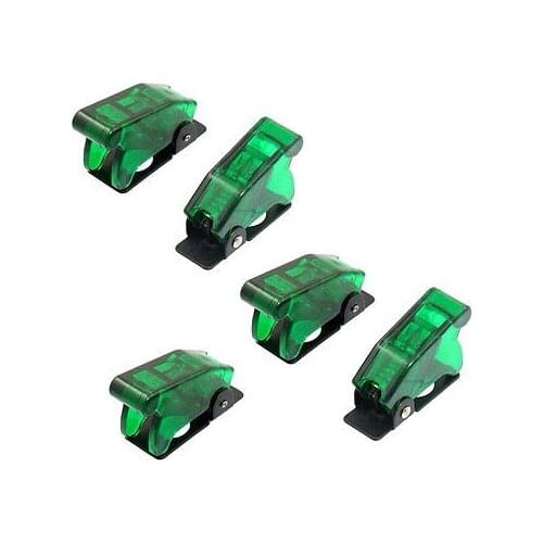 5 Pcs 12mm Mount Dia. Transparent Green Safety Flip Cover for Toggle Switch