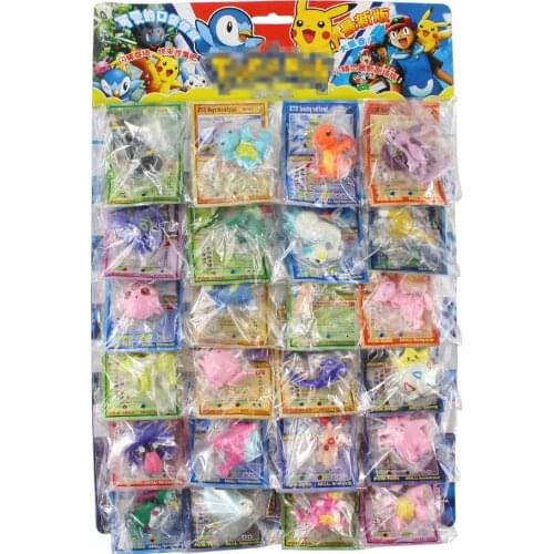 5cm 24pcs/Lot Pokemon Dolls Cards Pocket Monster Figures Pikachu Squirtle Charmander PVC Action Figure Model Toys Kids Gifts