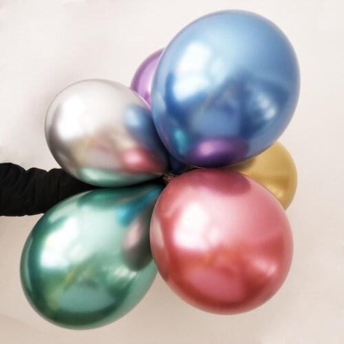 50pcs Glossy Metal Pearl Latex Balloons Thick Chrome Metallic Inflatable Air Balloons Globos Metalicos Birthday Party Decoration