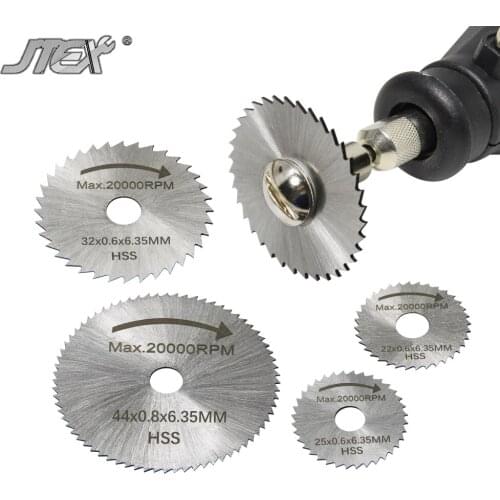 JTEX 22-44mm Circular Saw Blade Sets Max 2000RPM Cutting Disc Rotary Tool Accessories 6pcs