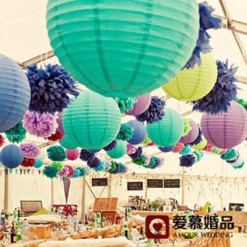 8''(20cm)Tiffany blue Chinese paper lantern round lamp Wedding Decor glim festival decoration Lampion party scaldfish Multicolor