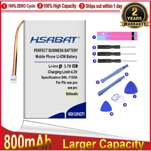 HSABAT 0 Cycle 800mAh Battery for Flir one pro Gen 1 3 Thermal Imaging Camera 3 Lines High Quality Replacement Accumulator