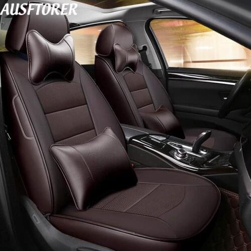 AUSFTORER Exact Fit Cowhide Covers Car Seats for Audi A4 Accessories Seat Cover Artificial Leather Seat Supports Auto Protectors