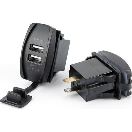 Dual USB Port Car Motorcycle Cigarette Lighter Motorcycle Dual USB Power Charger 12V-24V Car Boat Motorcycle Power Supply Charge