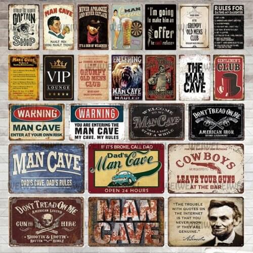Man Cave Signs Vintage Metal Sign Plaque Metal Vintage Retro Tin Sign Wall Decor for Man Cave Bar Pub Garage Decorative Plate