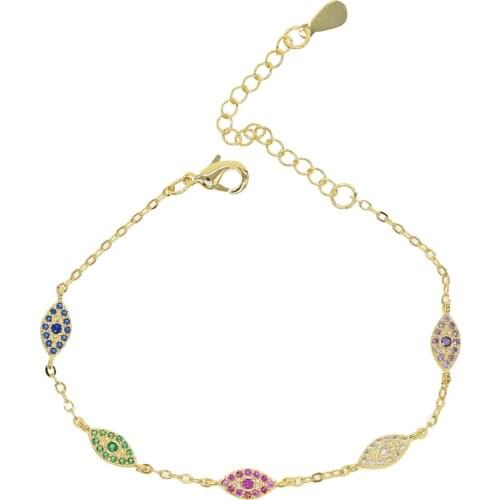 Baguette Blue cubic zirconia CZ eye bracelet luxury Gorgeous women gift red green cz Gem Shiny Chic evil eye jewelry