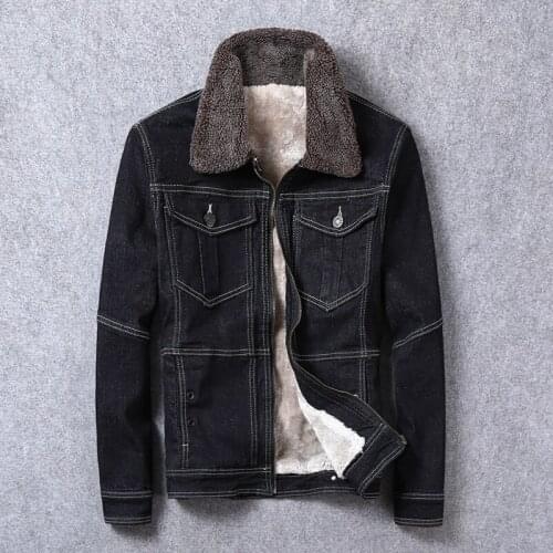 British Style Fashion Winter Jacket Men Vintage Black Spliced Designer Thick Velvet Cotton Denim Coats Warm Parkas Plus Size 6XL