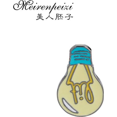 Cartoon Enamel Brooches Pins Lit Light Bulb Denim Lapel Collar Pin Button Brooch Badge Fashion Jewelry Gift For Kids