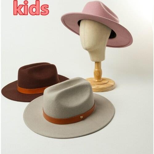 01911-hh9003b kids new summer wool belt 55cm head size fedoras cap children leisure panama hat