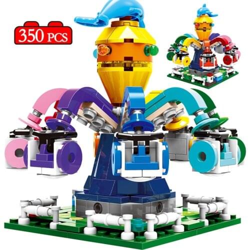 City Amusement Park Ferris Wheel Pirate Ship Model Building Blocks Friend MOC Bricks Educational Toys For Children Gifts