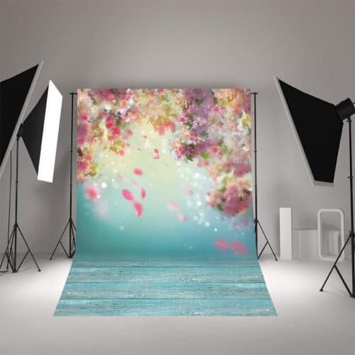 Photography backdrops Pink flowers spring bokeh wood photographic background baby shower decorations photocall background