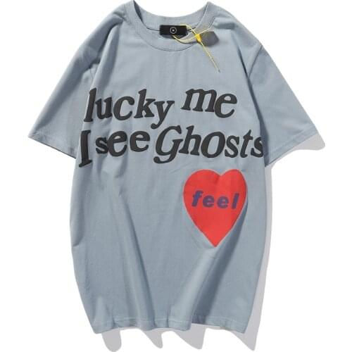 Kanye West Kids See Ghosts Oversize Men T Shirt Tour Commemorative Print Retro Loose Harajuku Crew Neck Short Sleeve T-shirt Top