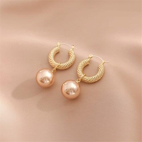 IOY IRENE Fashion Geometric Large Pearl Drop Earrings For Women Bohemia Round Tassel Eardrop New Jewelry Accessories