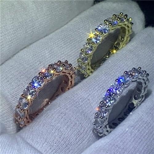 Luxury Female Smal Lab CZ Stone Ring 100% Real 925 Sterling Silver Engagement Ring Vintage Party Wedding Rings For Women