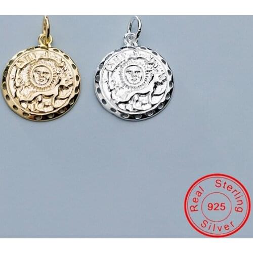 UQBing Pure Silver Color Personality Pattern Round Pendant Charms DIY Jewelry Wholesale 14MM