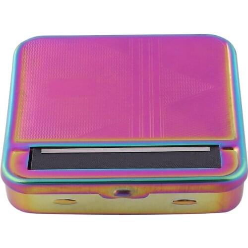 Ins Hot 70mm Manual Tobacco Roller Rainbow Metal Rolling Machine 2 In 1 Weed Cigarettes Case Machine For Cigarette Smoking Tool