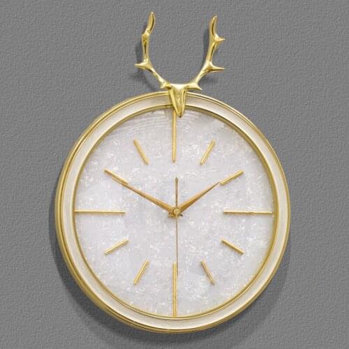 Pendulum Luxury Wall Clock Gold Deer Silent Nordic Wall Clocks Metal Living Room Orologio Da Parete Industrial Decor AB50WC