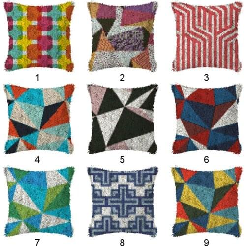 Cartoon Latch Hook Cushion lattice Pattern Pillow Cushion Cover Case Crochet Art & Crafts Acrylic Home Decor Embroidery Sofa Bed