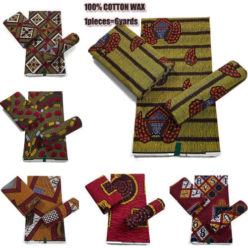 Ankara Wax cotton Wax High Quality For Dress 100% Cotton Printed African Guaranteed Veritable Real Wax Fabric 6 yards ZZ78-8