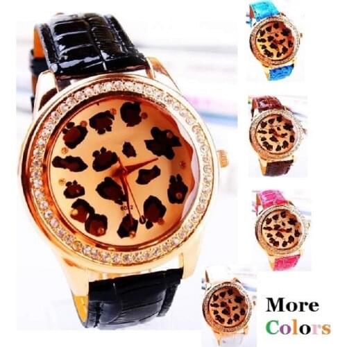 NEW Big Leopard Watch Women crystal Woman Retro wristwatch Rhinestone Vintage Fashion Golden watch