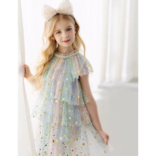 Girls Dresses Cake Layers Children Vestidos Girls Summer Party Dresses Children Girls Clothing For 3-8 Years Casual Wear