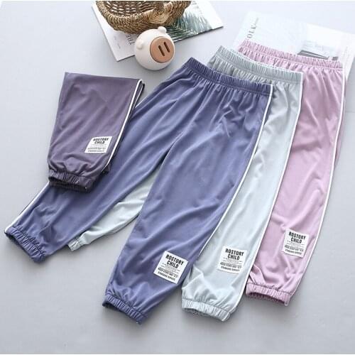 Summer thin children breathable sunscreen pants baby tooth strips anti-mosquito leisure loose leg tie decorative long pants