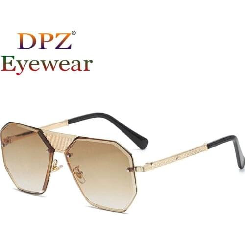 2021 Fashion Cool Metal Gradient Style Punk Pilot Sunglasses Men Women Unique Vintage Brand Design Sun Glasses Oculos De Sol