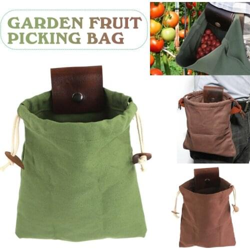 Garden Fruit Picking Bag Canvas Seashells Bushcraft Pouch Bag For Outdoor Hiking Picking Foraging Waist Hanging Tool Bag