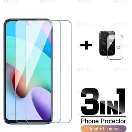 For Redmi 10 6.5inch 3in1 front screen protector camera lens film for xiaomi xiomi redmi redmy 10 full cover tempered glass