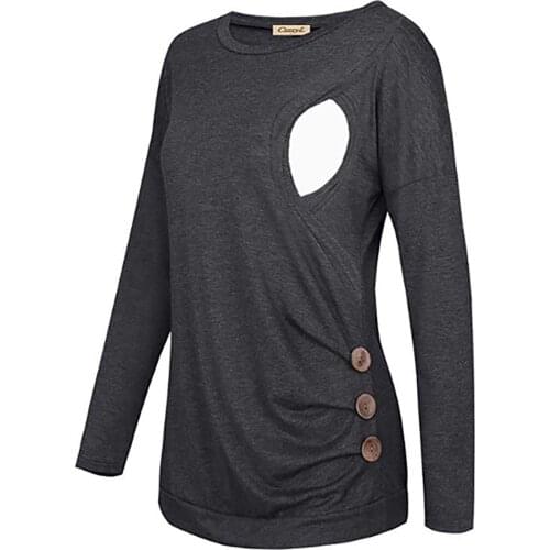 Womens Maternity Breastfeeding T-Shirt Autumn Women Blouse for Pregnant Mama Long Sleeve Nursing Tops Casual Maternity Clothes