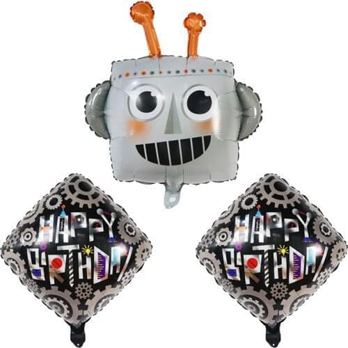 10/20/50pcs Pioneer Cartoon Robot Head Foil Balloons Square Mechanical Gear Helium Globos Birthday Party Decorations Kids Toys