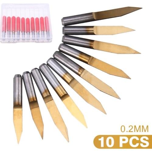10pcs 30 Degree Router Bit Titanium Coated Carbide PCB Engraving Bit V-Shape Woodworking Milling Cutter