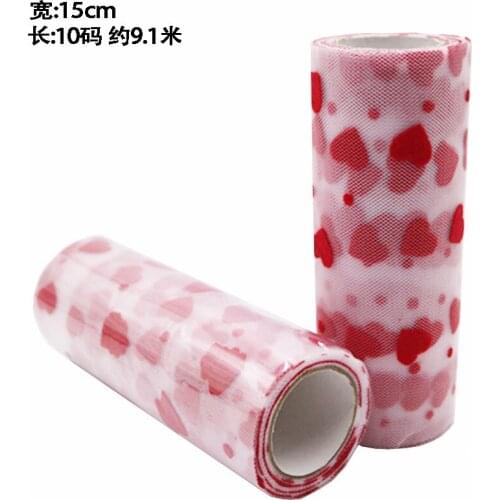 10yard Heart flocking mesh Fabric DIY Sewing Baby Shower Tutu Skirt Princess Dress Wedding Party Decoration Supplies