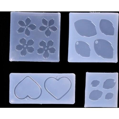 4Pcs Flower Leaves Pendant Resin Molds Earrings Necklace Silicone UV Resin Mold Jewelry Making Tools Resin Art Crafts
