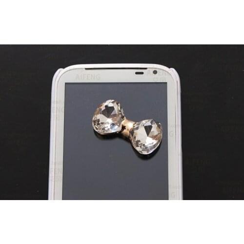 4pcs per lot Crystal Bowknot Cell Phone DIY Alloy Decoration With Free Shipping