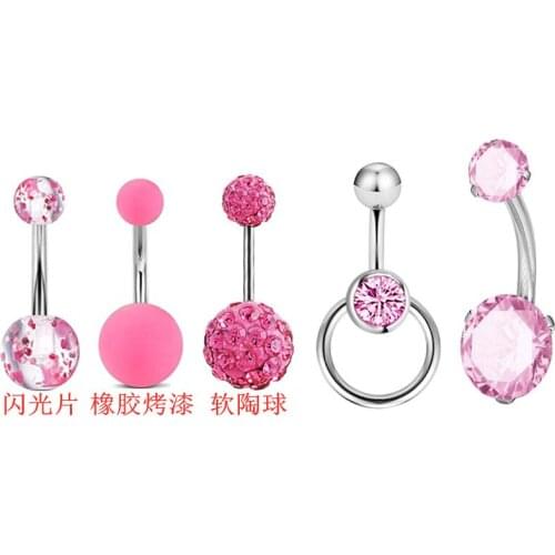 5Pcs/Set Sexy Navel Piercing Belly Button Rings Bar Crystal Zircon Dangling Ombligo Party Stud Barbell for Woman Body Jewelry