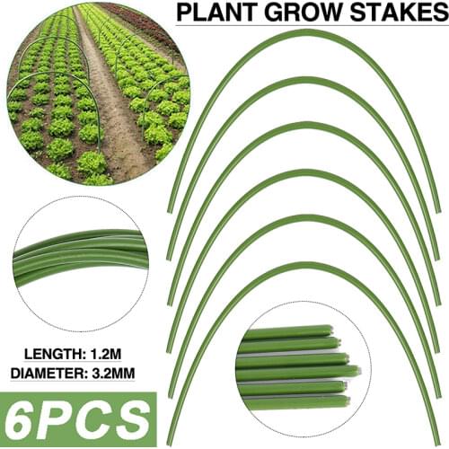 6pcs Washable Reusable Iron Frame Greenhouse Hoops Gardening Plant Grow Support Tunnel Flexible Bend Stakes