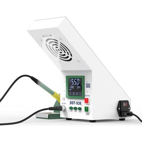 Anti-static constant temperature soldering station with smoking device, LED lighting lamp, thermostat electric soldering iron, s