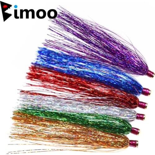 Bimoo 12pcs/pack 3.3" Holo Mylar Flash Brass Slide Tube Teasers Seabass Fluke Fishing Lure Bait Assorted Colors
