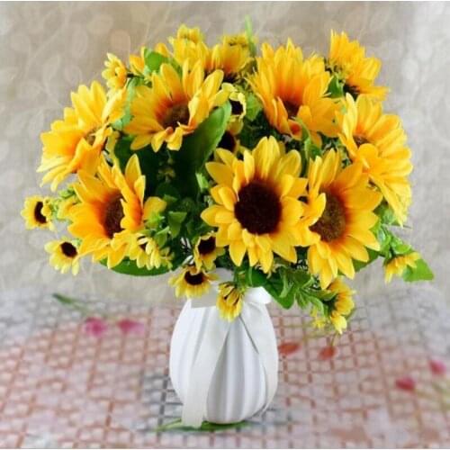 7 Head Sunflower Bouquet High Quality Artificial Silk Flowers European Style Home Wedding Decoration Table Centerpieces