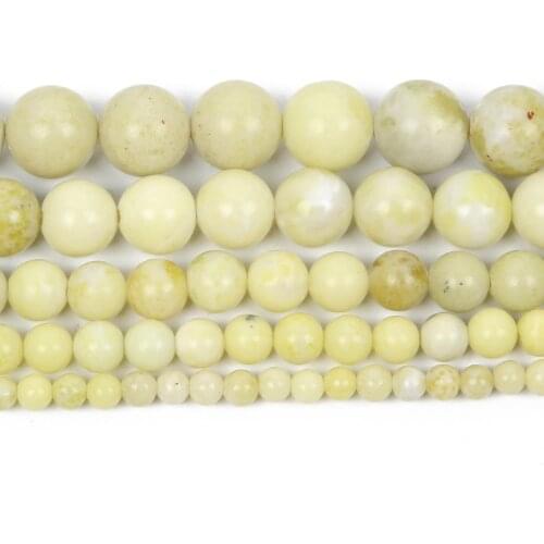 Natural Stone Yellow Mustard Jaspers Charm Round Loose Beads For Jewelry Making Needlework Bracelet Diy Strand 6/8/10/12 MM