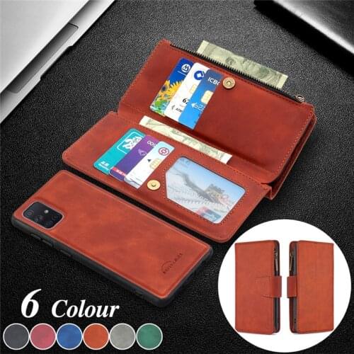 A12 A32 A42 A52 A72 Leather Zipper Wallet Case For Samsung Galaxy A50 A70 A40 A30 A20 A10 A71 A51 A41 Magnetic Purse Cover Coque