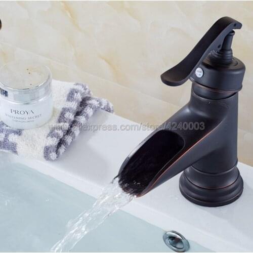 Black Oil Rubbed Bronze Waterfall Faucet Bathroom Faucet Bathroom Basin Faucet Mixer Tap Hot & Cold Sink faucet Khg080