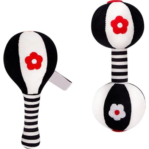 Baby Black&White Rattle Toy Set Sand Hammer Dumbbell Comfort Toy Baby Vision Training Early Education Toy 0-1 Years Old